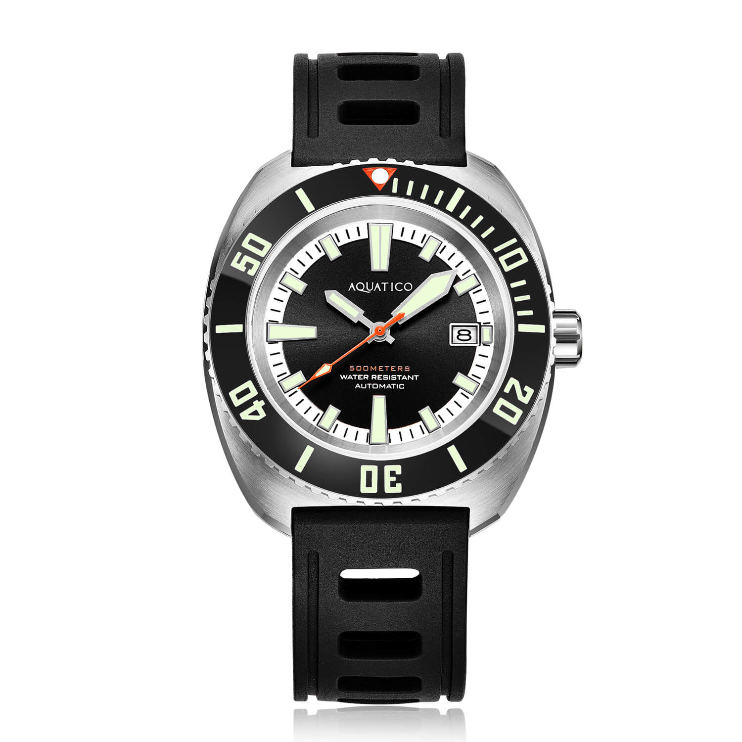 Aquatico Oyster 44mm Automatic Men\'s Diver Watch Black Dial/Black Bezel
